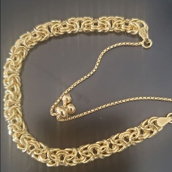 Handmade Gold over 925 Byzantine Bolo Bracelet - Picture 2 of 6